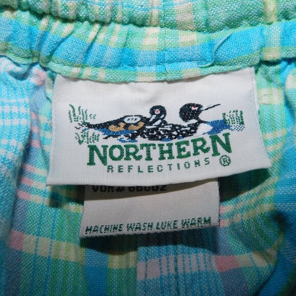VTG Northern Reflections Womens L Short & Shirt Set Pastel Plaid 2 Piece - Picture 12 of 12